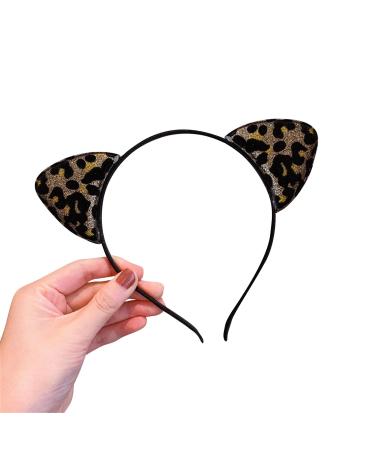 HUANIZI Cute Leopard Print Animal Ear Headband Hair Clip Costume Supplies for Teenager Girl Adults Women Costume Dark Brown