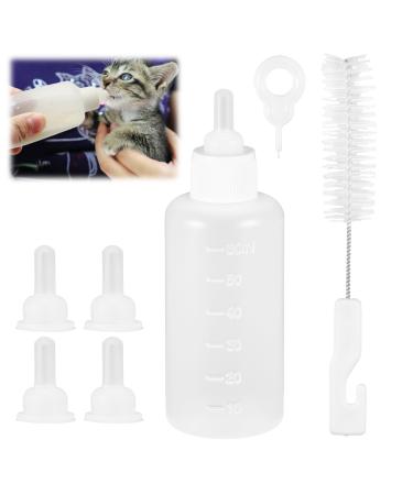 YuwJoowee rearing bottle Cat 60ml Pets Baby bottle Kit Little Dog Puppies Cat Milk Feder With Nipple Brush Silicone Water Milk Bottle 3 Nipple Sizes Baby Baby bottle Kit