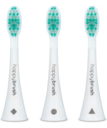 HappyBrush Eco VIBE 3 Sustainable Electric Toothbrush Brush Heads - White/Mint - 3x3 Pack - Buy Online on GoSupps.com