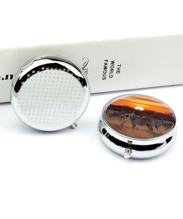 Round Zebra Print Pill Box - Decorative 3 Compartment Medicine Organizer | Portable & International Shipping - Buy Online on GoSupps.com