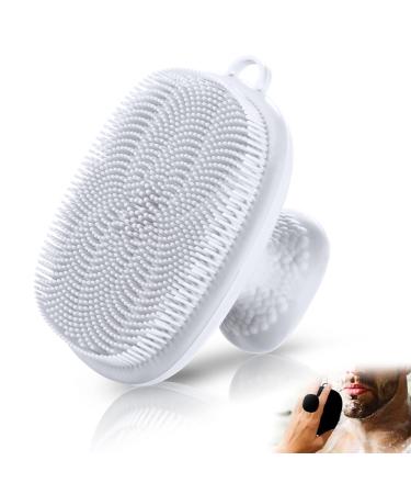 VWMYQ Silicone Face Scrubber for Men Facial Cleansing Brush Silicone Face Wash Brush Manual Waterproof Cleansing Skin Care Face Brushes for Cleansing and Exfoliating (White)