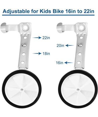 Ejoyous Adjustable Training Wheels for Kids Bikes - Fits 16-22 Inch Bicycles - Silver White - Buy Online on GoSupps.com