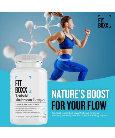 Fit Boxx TenFold Mushroom Complex 10 Functional Mushrooms with Lion s Mane, Reishi & Cordyceps Daily Immune Support, Brain Focus, Natural Energy & Stress Balance 60 Capsules (30 Day Supply) - Buy Online on GoSupps.com