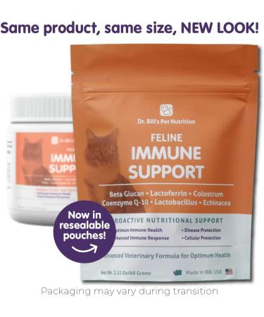 Dr. Bills Feline Immune Support Supplement - Boost Cat's Immune System with Colostrum, Beta Glucan, and Essential Nutrients - 60 Capsules - Buy Online on GoSupps.com