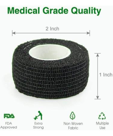 BISIBITA2 Self Adhesive Bandage Rolls Grip Cover Sensi Wrap Tape for Sports Wrist Ankle Pets 5-Yards 24pcs (1 inch Black) 1 Inch (Pack of 24) Black - Buy Online on GoSupps.com
