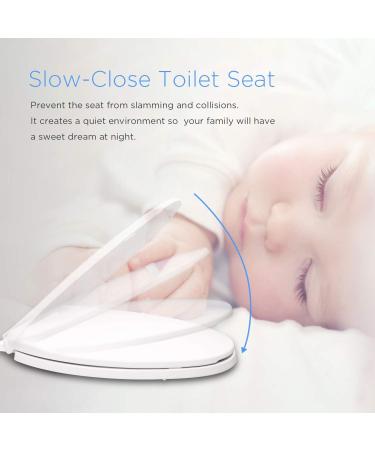 Soft Close Elongated Toilet Seat with Easy Installation - White Plastic - Fits Elongated & Oval Toilets - Buy Online on GoSupps.com