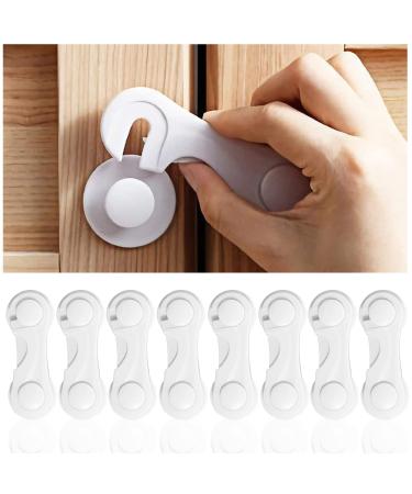 8 pieces of child protection cabinet drawer closet and drawer lock child locking cabinet cupboard lock for furniture kitchen strong glue no drilling durable white