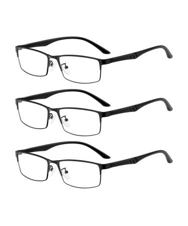 ALWAYSUV 3 Pack Reading Glasses Blue Light Blocking Reading Glasses Black Full Frame Professer Reading Glasses for Men Black 1.5 x