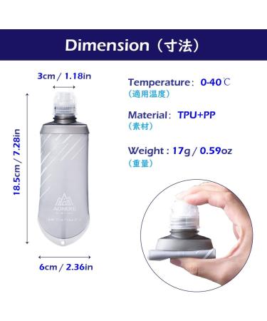 TRIWONDER Soft Flasks 170ml/5.75oz - Pack of 2 | Collapsible Water Bottles for Hydration Pack | Ideal for Running, Hiking, Cycling, Climbing | Grey TPU Folding Flask - Buy Online on GoSupps.com