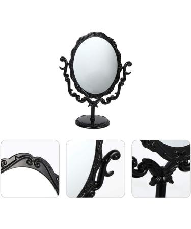 SHERCHPRY Vintage Rotary Mirror - Black Oval Makeup Mirror for Bathroom and Bedroom - Buy Online on GoSupps.com