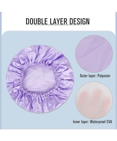 GoodSing 2PCS Shower Cap for Women - Reusable Waterproof Double Layer Bath Cap for Long Hair - Pink+Purple - Buy Online on GoSupps.com