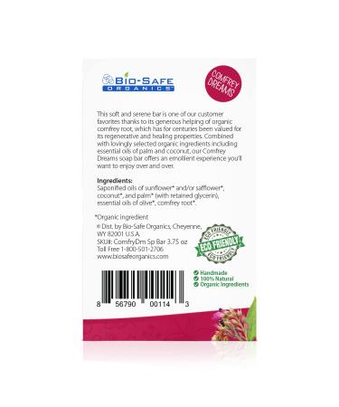 Organic Handmade Comfrey Dreams Exfoliating Body Soap Bar Moisturizing Aromatherapy for Sensitive Skin | No GMO SLS Chemicals | USA Made 3.75 oz | Bio-Safe Organics - Buy Online on GoSupps.com