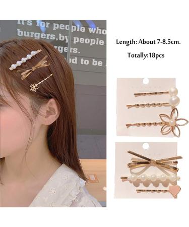 18 Pcs Pearl Hair Clips Set | JPYZ Metal & Gold Fashion Hair Pins for Birthday Party & Everyday Use - Buy Online on GoSupps.com