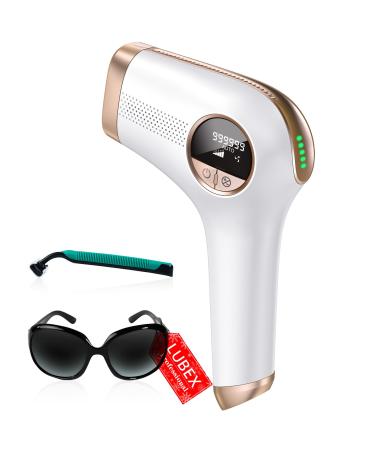 600NM IPL Hair Removal Device Laser 17.8J Efficient Laser Hair Removal Systerm for Women and Men 5 Energy Levels 2 Modes of Use Perfect for Face/Back/Bikini-999900 Flashs B-white-gold