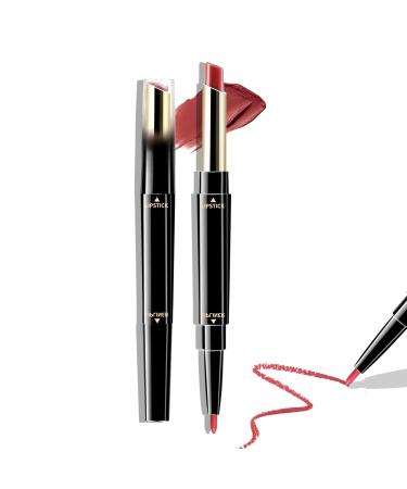 Boobeen 2 in 1 Double Head Lipstick & Lip Liner Makeup Set Matte Velvet Lipgloss Lipstick Creamy Lip Pencil for Women  Long-lasting and Non-smudge 04