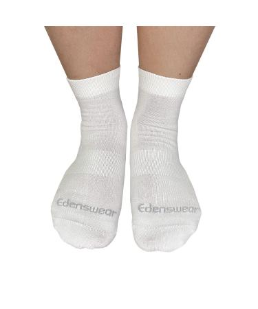 Edenswear Zinc-Infused Moisturizing Tencel Socks for Adult with Eczema White Medium