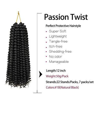 Buy Passion Twist Hair - 7 Packs 12 Inch Crochet Braids Water Wave Synthetic Extensions | YDDM Bohemian Style - Buy Online on GoSupps.com