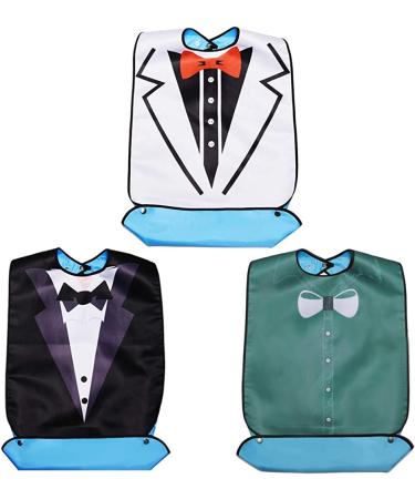 Lopton Adult Bibs for Men - Bow Tie Pattern, Washable & Reusable (3 Pack) - Buy Online on GoSupps.com