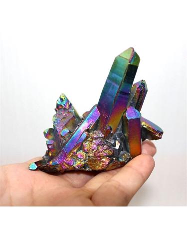 Beautiful Crystal Natural Quartz Amethyst Cluster Crystal Stone Electroplated Colorful Crysral Cluster Specimen Home Gifts 1pcs Household ERTEYIN (Color : Colorful Cluster Size : 90 100g) 90 100g Colorful Cluster