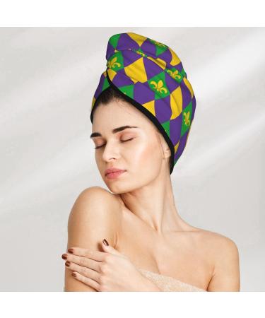 Buy Mardi Gras Microfiber Hair Towel - Super Absorbent Coral Velvet Wrap for Long Curly & Thick Hair | Quick Dry Hair Cap for Women - Buy Online on GoSupps.com