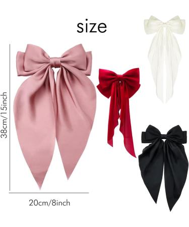 EniLsa 4 Pieces French Bow Hairpin Large Bow Soft Silky Satin Hair Clip Sweet Bow Hairpin Set Long Tail French Ribbon Hair Pins Fashion Headwear Birthday Gift for Women - Buy Online on GoSupps.com
