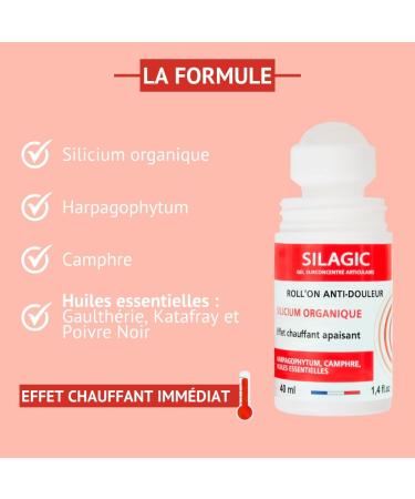 SILAGIC - Roll'on Action Chauffante - Soulage les Douleurs Articulaires & Musculaires - Silicium Harpagophytum Camphre & Huiles Essentielles - Fabriqu en France - 40ml - Buy Online on GoSupps.com