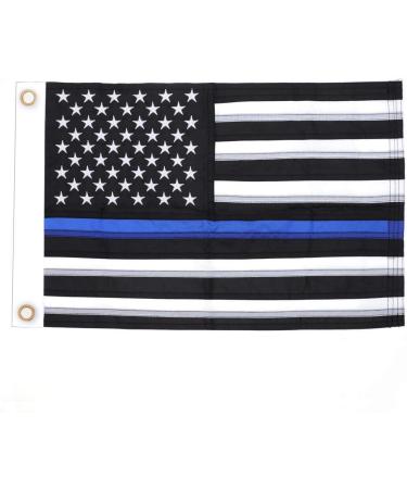 Yafeco 12x18 inch U.S. 50 Star Sewn Boat Flag - Thin Blue Line Police Officer Ensign Nautical American Flag - Buy Online on GoSupps.com
