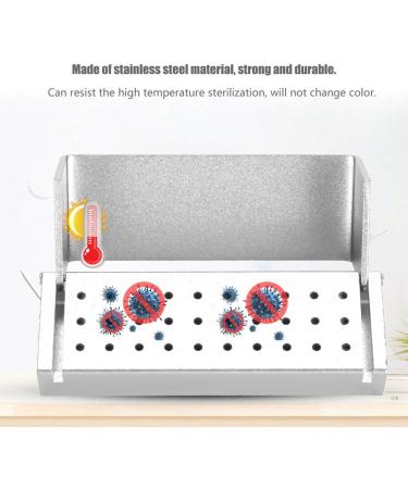 30-Hole Aluminum Disinfection Box for Dentists | Autoclavable Dental Tool Holder for Dentures - Silver - Buy Online on GoSupps.com
