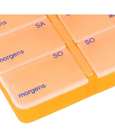 Com-Four 7-Day Medication Doser - Pill Organiser with 2 Compartments - Weekly Tablet Storage Box (Orange) - International Shipping Available - Buy Online on GoSupps.com