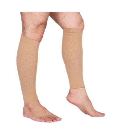 Highly Elastic Calf Compression Sleeves For Men & Women Calf Support Sleeves Shin Splint Support Footless Calf Compression Socks (Color : Skin color Size : Large) Large Skin color