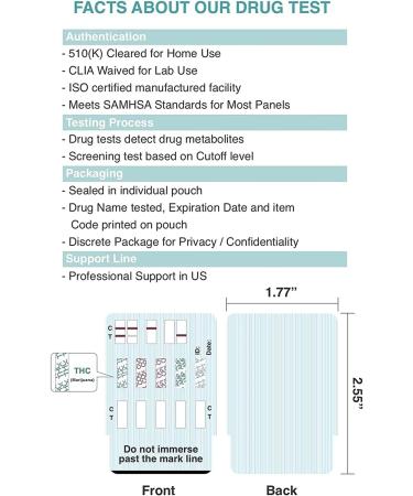 EasyHome 6 Panel Instant Drug Test Kits - THC AMP BZO COC OPI 2000 MET/mAMP - 5 Pack - Buy Online on GoSupps.com