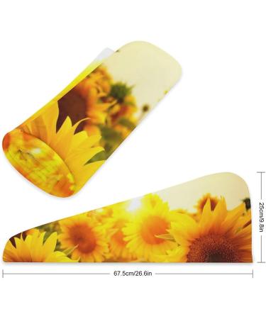 Field of Sunflowers Microfiber Hair Towel Wrap for Women | Super Absorbent Hair Turban | 10 x 26 | Fast International Shipping - Buy Online on GoSupps.com