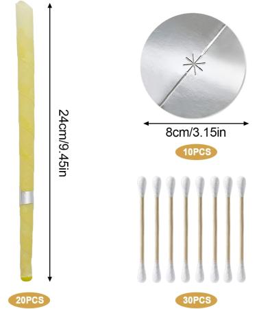 YEJAHY 20 PCS Beeswax Ear Candles Wax Removal Kit for Blocked Ears - Organic Beeswax with Drip Protectors, Cotton Swab - Yellow - Buy Online on GoSupps.com