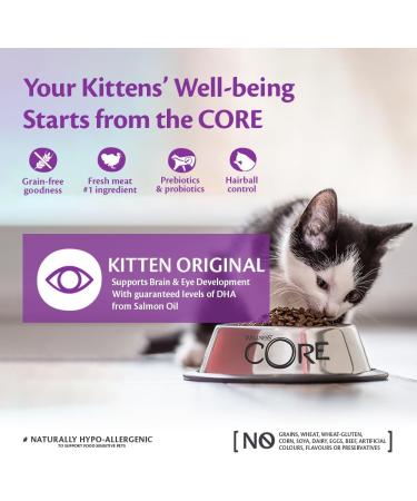 Wellness CORE Kitten Original 1.75kg Turkey & Chicken Kitten Dry Food All-Natural Grain-Free High Meat Content Protein-Rich Supports Brain & Eye Development Dry Food 1.75kg - Buy Online on GoSupps.com