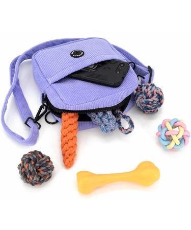COOWONE Dogelackerli Bag - Soft Cord Dog Training Treats & Toys Pocket with Feces Bag Dispenser | Purple | International Shipping Available - Buy Online on GoSupps.com
