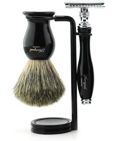 Haryali London 5 Pc Shaving Kit - Double Edge Safety Razor - Badger Hair Brush - Soap, Mug, Stand - Black Color Set, Perfect Gift (Double Edge) - Buy Online on GoSupps.com