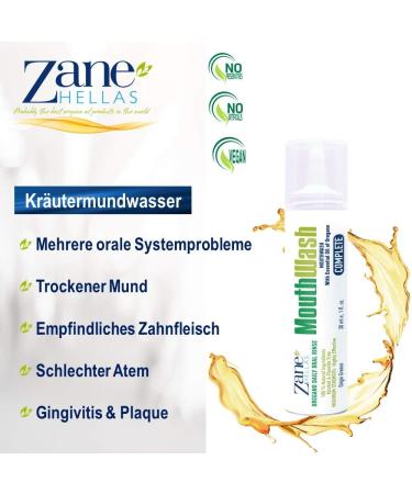Zane Hellas Oregano Daily Mouthwash - Herbal Solution for Gingivitis Plaque Dry Mouth & Bad Breath - 100% Alcohol & Fluoride Free - 2 fl. oz (60 ml) - Buy Online on GoSupps.com