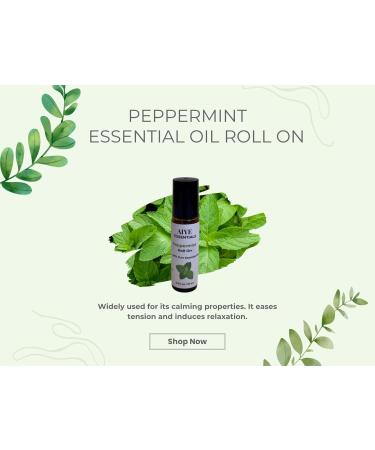 AIYE Essentials Peppermint Essential Oil Roll On 100% Pure 0.34 oz/10ml Natural Calming and Relaxation Formula - Buy Online on GoSupps.com