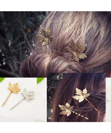 Vintage Leaf Hair Clips 8PCS/4Pairs - Elegant Retro Bobby Pins for Women - Wedding & Party Accessories in Gold & Silver - Buy Online on GoSupps.com
