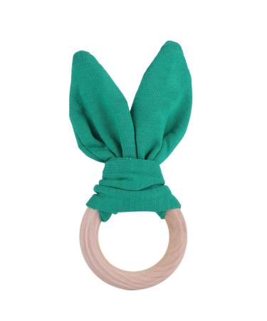 Delightful Bunny Ears Infant Wood Bite Ring - Safe Natural Tooth Training & Sensory Toy for Babies (Green) | Perfect Gift - Buy Online on GoSupps.com