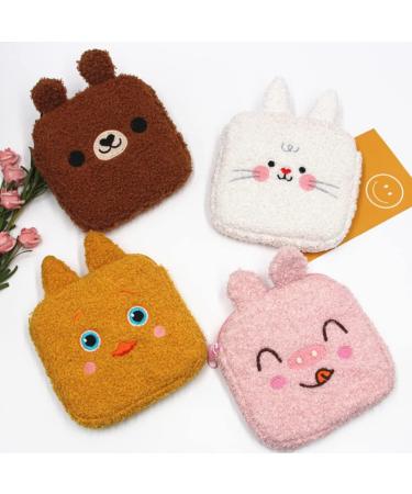 Plush Menstrual Pad Bag - 4pcs Sanitary Paper Pouches, Zipper Coin Purse and Makeup Bag for Women/Girls - Buy Online on GoSupps.com