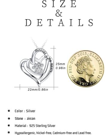 CHENGHONG Paw Print Necklace 925 Sterling Dog Cat Heart Memorial Dog Themed Jewellery Blue Pink Puppy Westie Gifts for Women Girls  - Buy Online on GoSupps.com