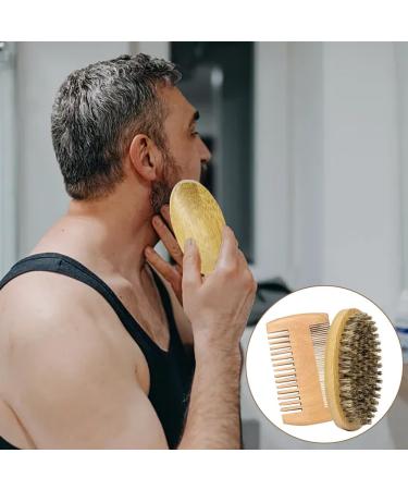 Professional 3-Part Beard Brush Set | Wild Boar Bristles | Double-Sided | Perfect for Barbers | Cloth Bag Included - Buy Online on GoSupps.com