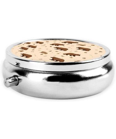 Cartoon Cute Bear Round Pill Box | 3 Compartment Travel Organizer for Vitamins & Medicine - Mini Decorative Pocket Case - Buy Online on GoSupps.com
