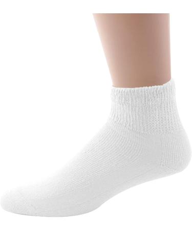 MDR Diabetic Quarter Length Crew Socks (12 Pack) Seamless Cotton Blend - Made in USA (White 9-11) - Buy Online on GoSupps.com