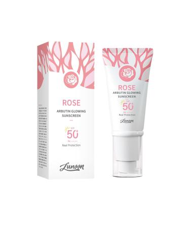 Glow Face Sunscreen SPF 50 PA++++, Broad Spectrum Sunscreen for Face, Daily Moisturizing Sunscreen and Face Primer, with Rose Extract and Arbutin, Sun Resistant