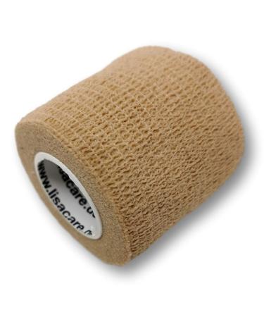 Lisacare Bandages First Aid - 2 Rollen 5cm wide - Medical product - Association wrap cotton for wounds of all kinds with color and motif selection (skin) Skin 2 Set