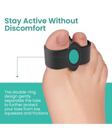 Welnove 8 Pack Bunion Corrector & Toe Spacer with Gel - Big Toe Separators for Overlapping Toes - Reduce Pain and Discomfort - Black - Buy Online on GoSupps.com