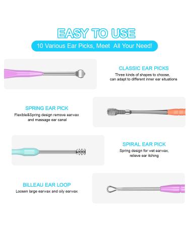 Ear Wax Removal Kit - Sopito 10pcs Ear Scoop Set with Storage Bag and Brush - Buy Online on GoSupps.com
