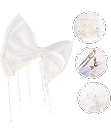 FRCOLOR Girl Hair Accessories Girls Hair Accessories Pearl Hair Clips Bridal Hair Accessories Fringe Trim Girl Bows Pearls Hair Bow Girls Hair Bows White Miss Metal Headgear Wedding - Buy Online on GoSupps.com